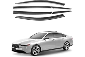 GrandWheel Co Smoke Tinted Tape-On Side Window Vent Visor Deflectors Rain Guards Compatible with Honda Accord 2023-2024 - 6 pcs. GW0573, BLACK