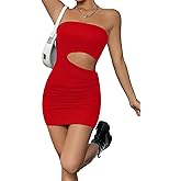 Women's Slim Fit Mini Dresses 2026 Summer Casual Sexy Club Night Out Party Solid Strapless Tube Short Bodycon Dress S35