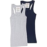 Trendyfriday Women's Ribbed Racerback Athletic Active Tank Tops 2 or 4 Packs (Medium, 2 Pack - H Grey, Navy)