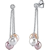 THE PEARL SOURCE Freshwater Pearl Earrings for Women, 7-8mm Cultured Pearl, AAA Grade, Sterling Silver, Classic Fine Jewelry Gift for Women