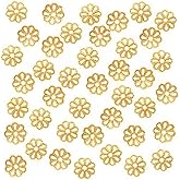200pcs Pretty Filigree Flower 6mm Bead Caps 18K Yellow Gold Plated Brass Bead End Cap for DIY Craft Jewelry Making CF174-6