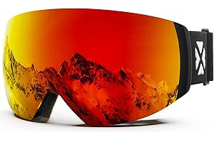 MAXJULI Ski Goggles Men Women,OTG Snow Goggles with Magnetic Interchangeable Anti-Fog HD Lens UV Protection M6
