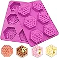 SAKOLLA 2 Pack Honeycomb Soap Molds, Honey Silicone Molds for Handmade Soap, Lotion Bars, Wax Melts, Beeswax