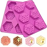 SAKOLLA Bee Soap Molds - 3D Bee Honeycomb Fondant Cake Molds,Ice Cube Tray/Chocolate/Jello/Candle/Pudding,Biscuit Muffine Bak