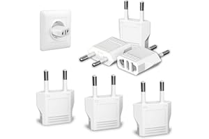 6 Pack European Travel Plug Adapter, US to Europe Plug Adapter, Type C Wall Outlet Converter for Europe
