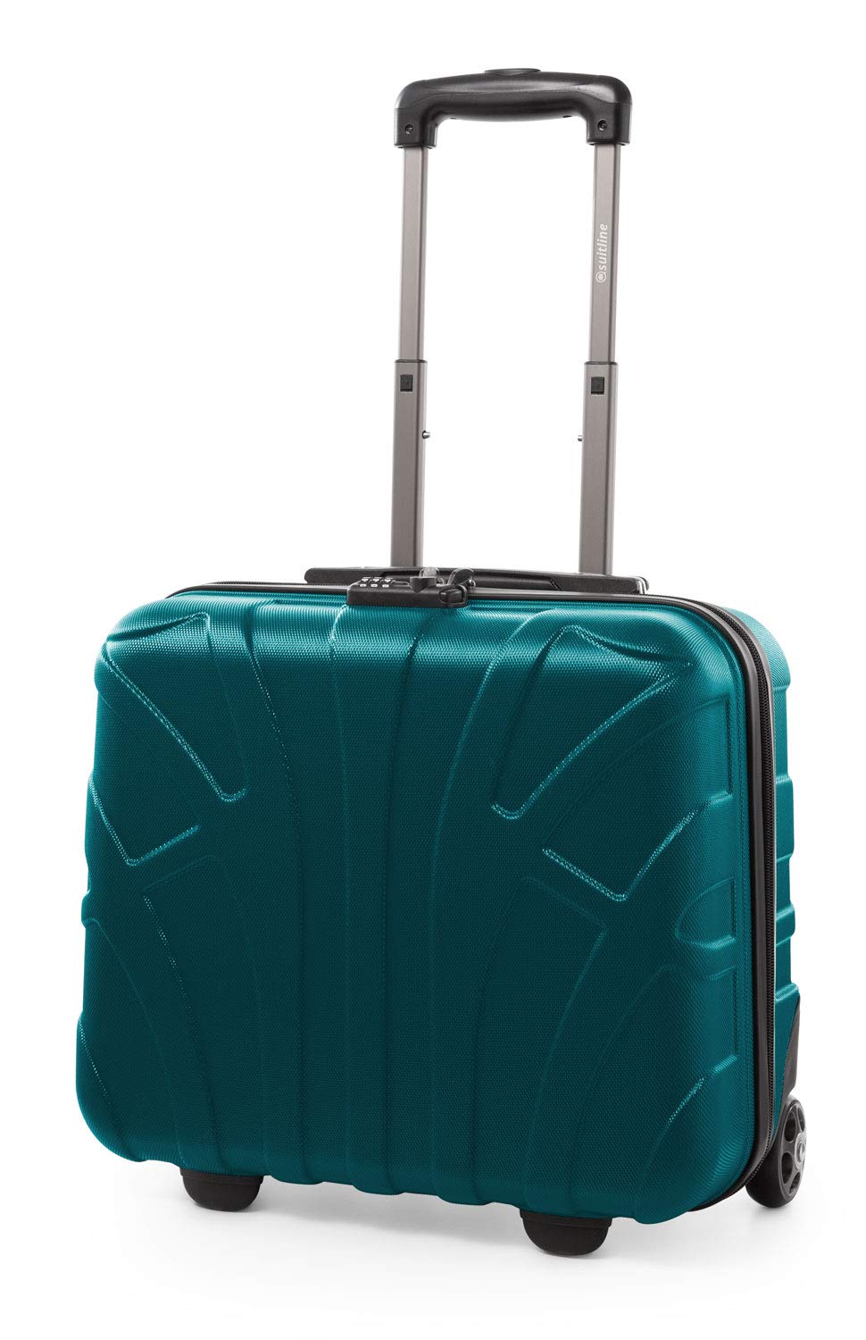 Suitline Pilot Trolley, Hard Shell, Business Trolley, Cabin Suitcase, Pilot Case, Carry On Luggage, TSA, ABS, 2 Wheels, Aquagreen