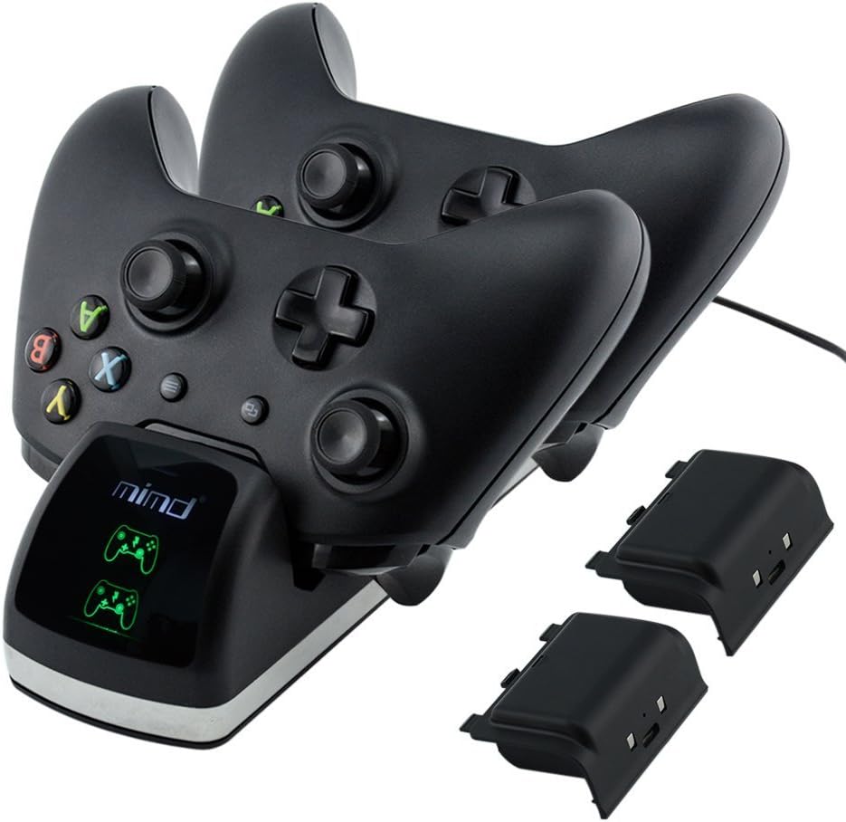 Xbox One/One S Controller Charger, Akmac Xbox One Dual Docking Charging Station Stand with 2 x Rechargeable Battery Packs