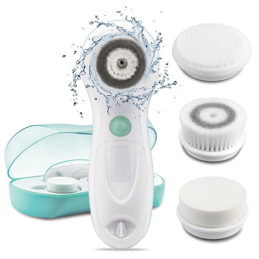 TOUCHBeauty Waterproof Face Brush Set for Skin Cleaning and Exfoliating with 2 Speed,3 Different Cleansing Brush Head for Oily Sensitive Skin TB-0759A