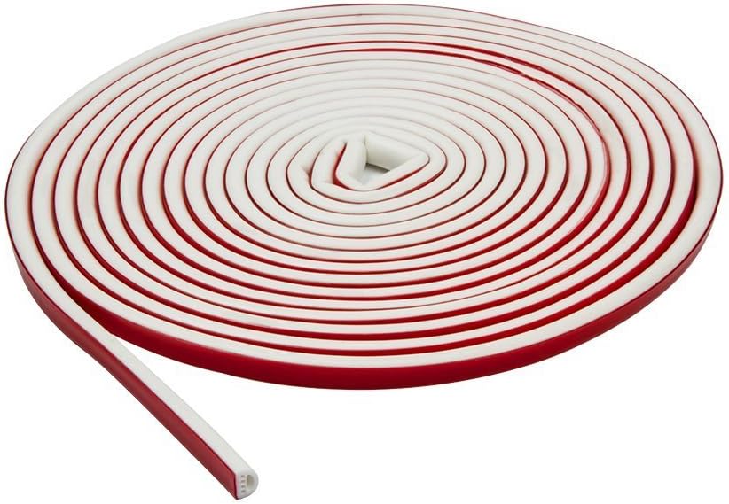 Indoor Weather Stripping, Self-adhesive Doors and Windows Draught Excluder Rubber Seal Strip Large Gap Door Window Soundproofing Weatherstrip Rubber Silicon Seal Strip Adhesive (6M) (White)