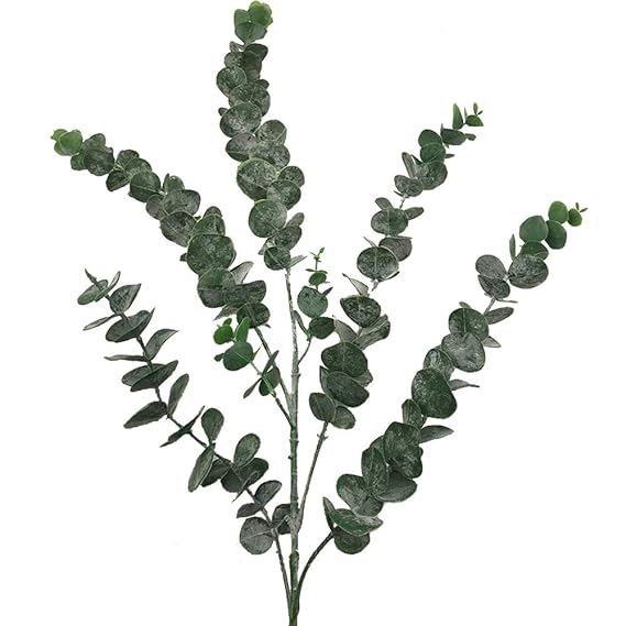 Aisamco 3 Stück Faux Eukalyptus Leaves Spray mit 5 Stielen Künstliche Eukalyptuszweige Pflanzen Künstliche Grünpflanzenstiele