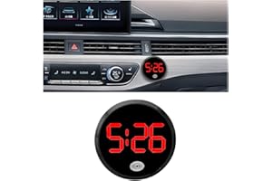Ywdiml Car Dashboard Digital Clock, Stick On Luminous Small Vehicle Electronic Watch with LED Time Display, Touch Activated Round Automotive Clock, Universal for Sedan SUV Truck (Red)