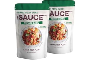 Always Fresh, Two Servings, Tomato Basil Gourmet Pasta Sauce (2-pack), Le Sauce & Co. Imported Italian San Marzano Tomatoes, Tomato Sauce, All Natural, Low Sugar, Fresh Basil, Light Tomato Sauce