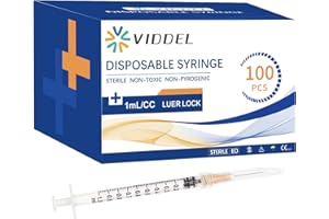 VIDDEL 100pcs 1ml/cc 25G 5/8 inch for Industrial Scientific Accessories, Refilling Liquid, Individually Wrapped