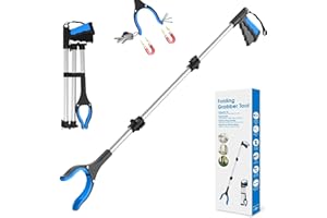 AgeSage 43" Grabber Reacher Tool, Foldable Reacher Grabber Pickup Tool with 360° Rotating Jaw & Two Magnets, Extra Long Trash Picker Upper Grabber, Extension Grabbers for Seniors, Blue