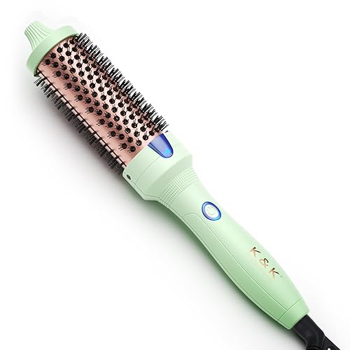 K&K Thermal Brush, 38 mm Heated Round Brush, Professional Heated Curling Ceramic Tourmaline Ionic Curling Iron, Hot Styling Volumizing Comb, Dual Voltage
