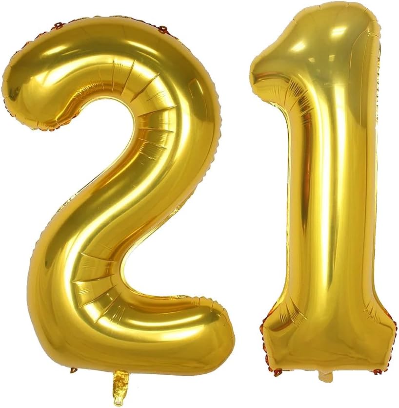 40inch Gold Number 21 Balloon Party 
