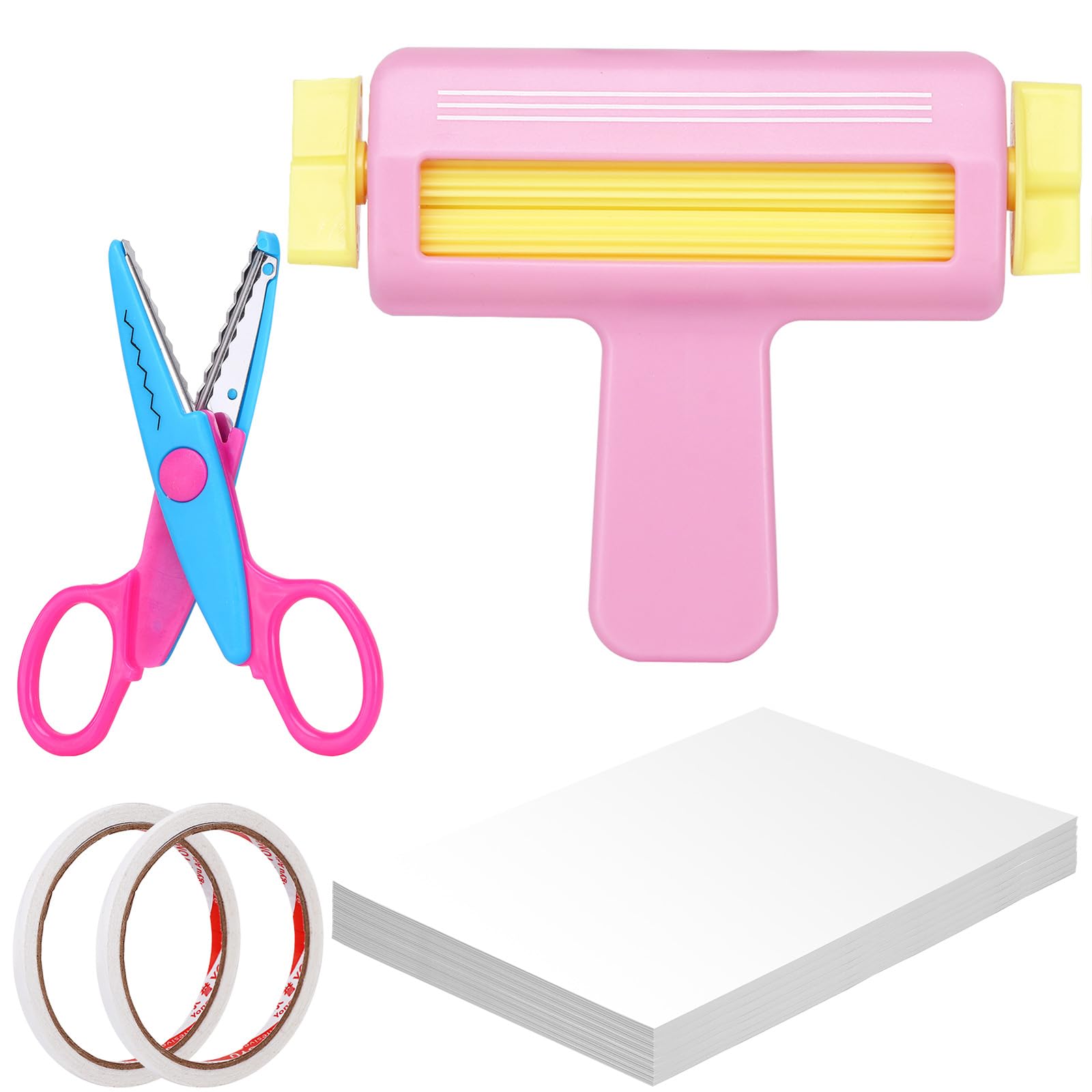 Photo 1 of 100 Sheets 8.25 x 11.6 Inches Glossy Thin Inkjet Paper Paper Crimper Pinking Shears Double Sided Tape for Chip Bags Crafting for Inkjet Printer Dye Ink Back to School Supplies (Pink)