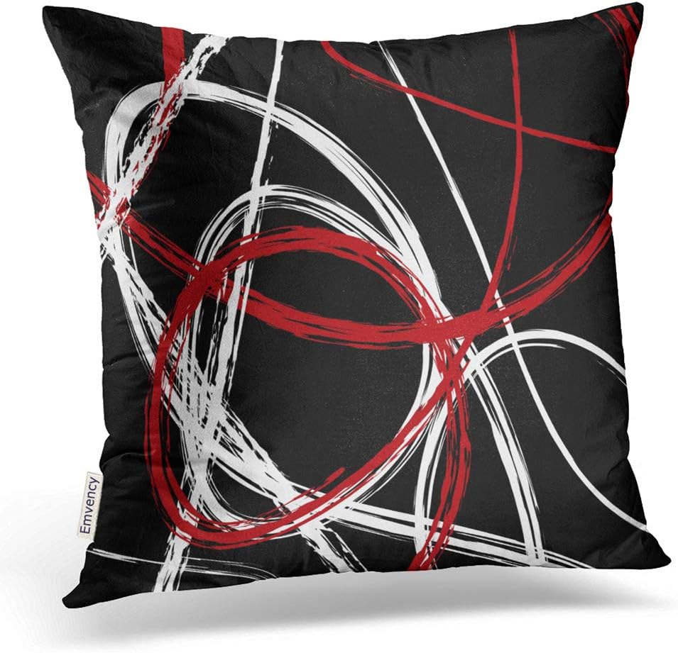Accrocn Throw Pillow Covers Red And Black Abstract Cushion Decorative Pillowcases Polyester 18 x 18 Inch Square Pillowcase Hidden Zipper