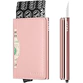 VULKIT Slim Pop up Wallet for Women Minimalist Credit Card Holder with Leather Slots Men's Bifold RFID Blocking Metal Wallets