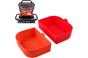 AUXCO 2 Pack Silicone Grill Liners for Ninja OG951 OG751 Woodfire Pro, Ninja Woodfire Outdoor Grill Accessories, Reusable Heat Resistant Nonstick Grill Basket liners 8.9" x 6.3"