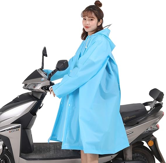 Amazon Co Jp Alupper ポンチョ レインコート 雨具 自転車 バイク用 ロング 男女兼用 レディースメンズ用 通勤通学 フリーサイズ 軽量 完全防水 収納袋付き 青い L 服 ファッション小物