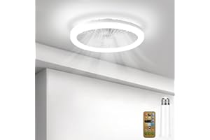 INAEPEAK E26/E27 Socket Ceiling Fans with Lights and Remote, Mini 10" Socket Fan Light with Remote, 36W Screw in Ceiling Fan Light with Socket Extender, 3 Color 2700K-6500K LED Fan Light for Small Room, 2400LM
