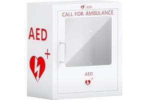 Wensha AED Defibrillator Cabinet Fits All Brands of AED, Clear Window Storage Cabinet with Handle & Snap Lock, for Home, Office, Hospital and Public Places, 14.2 x 7.9 x 15.8 Inch