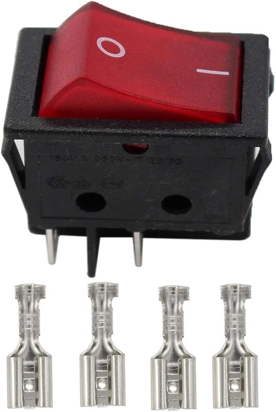 XtremeAmazing Rocker Switch Red Illuminated Double Pole 20A 16A Canal R