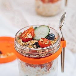 SMARCH Overnight Oats Jars with Lid and Spoon Set