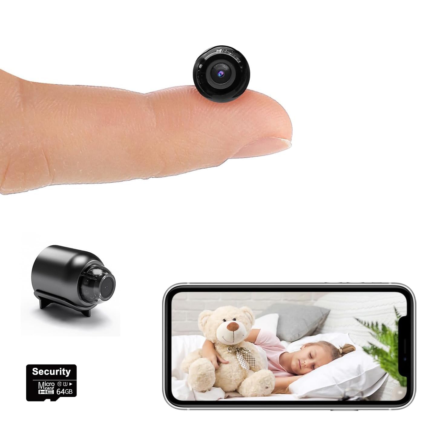 Photo 1 of ?Free 64G?Smallest Wireless WiFi Camera,HD1080P Mini Camera,Portable Security Camera,Smart Home Baby Monitor Camera with Night Vision,Motion Detection,Cloud Storage for Security with iOS/AndroidAPP