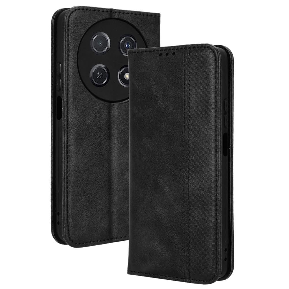 COMAKU Compatible with Huawei nova 12i Case Leather - Flip Cover Protection magnetic Phone Case wallet with Card Holder - Black