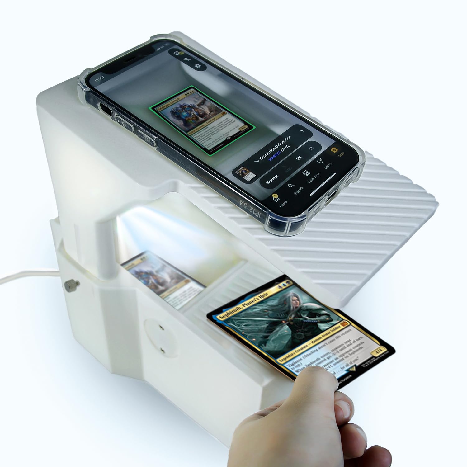 Photo 1 of **UNTESTED**
Scanstand for Standard Size Trading Cards - Effortlessly Scan MTG Cards with ManaBox and Magic TCG Trading Card Scanner, Quick Price Checks, Exclusively for ManaBox Users - White