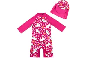 upandfast Baby/Toddler Swimsuit UPF 50+ Sun Protection One Piece Zipper Bathing Suit with Sun Hat Infant Beach Swimwear