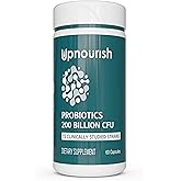 UpNourish Probiotics - 200 Billion CFUs for Men and Women, 15 Clinically Studied Strains, Prebiotics & Enzymes - 60 Vegan Capsules