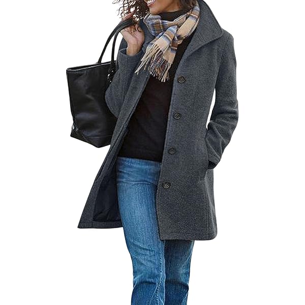 Amazon.com: yoeasy Women's Stand Collar Single Breasted Pea Coat