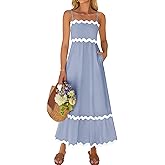 ZESICA Women's 2026 Summer Spaghetti Straps Sleeveless Backless Sundress Flowy Smocked Lace Swing A Line Midi Dress