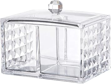 Amazon Co Jp Cuafid アクリルケース コスメ収納ボックス コットン 綿棒 小物 メイクケース ジュエリーボックス 蓋付き アクリル製 透明 ビューティー