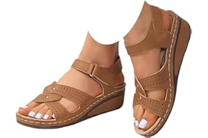 Women Wedge Sandals Dressy Comfortable Open Toe Ankle Strap Orthopedic Flip Flops Casual Summer Low Heel Platform Shoes