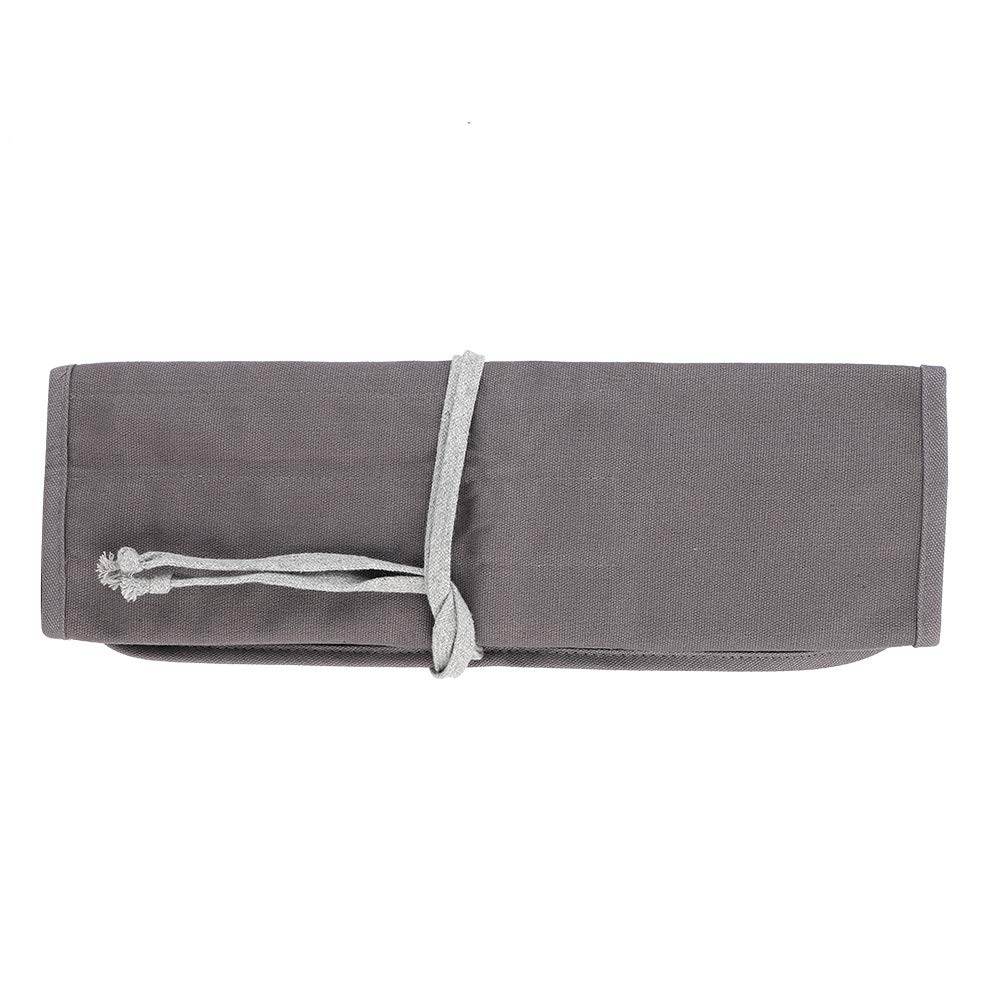Garosa Gray Canvas Paintbrush Holder Pencil Roll Drawing Sketch Pouch Storage Case Bag Portable Pen Case Pencil Bag Drawing Painting Artistic Tool for School Office Art