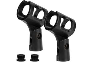 Geekria for Creators Universal Microphone Clip Holder, Adjustable Mic Mount Suitable for Handheld Microphones, Compatible wit