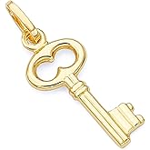 14k REAL Yellow Gold Key Charm Pendant