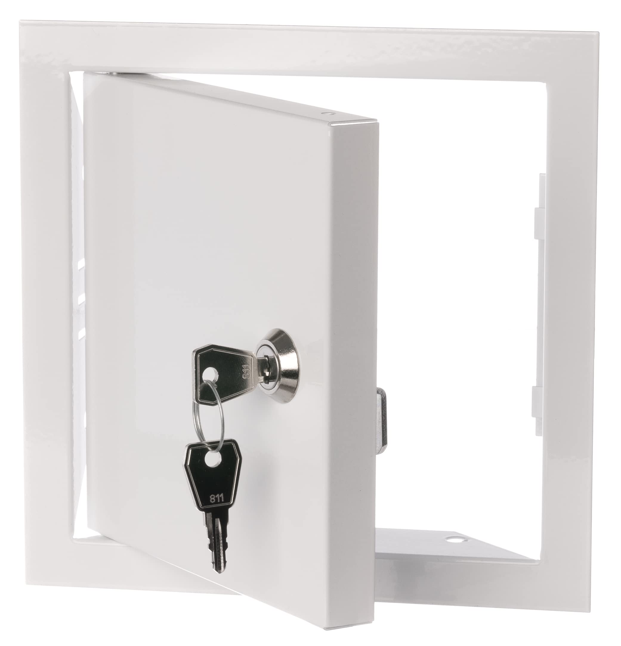 150x150mm / 6x6 inch White Metal Access Panel with Key and Lock - Inspection Hatch - Revision Door