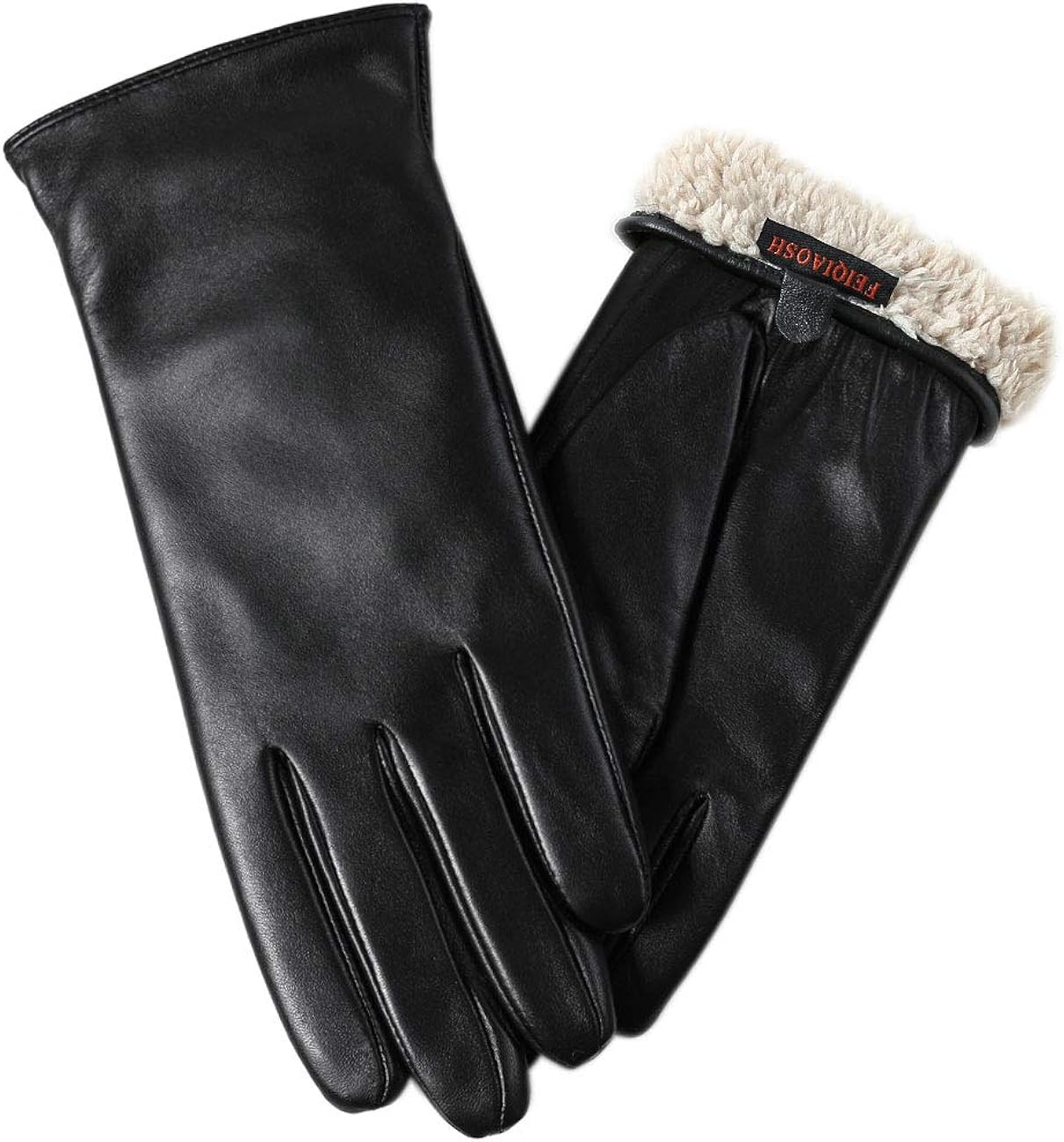Warm Fleece Lining Touchscreen Texting Driving Winter Womens Leather Gloves at  Women’s Clothing store