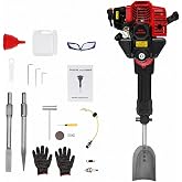 52CC Tree Digging Machine 1900W 2-Stroke Gas Powered Trench Digger Portable Trees Excavator Handheld Planting Shovel with 3 Heads Tool Kit &amp; Safety Gear for Garden Farm Lawn Digging Planting Trenching