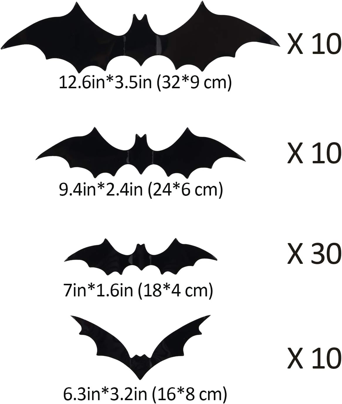 Coogam 60PCS Halloween 3D Bats Decoration 2020 Upgraded, 4 Different Sizes Realistic PVC Scary Black Bat Sticker for Home Decor DIY Wall Decal Bathroom Indoor Hallowmas Party Supplies: Toys & Games