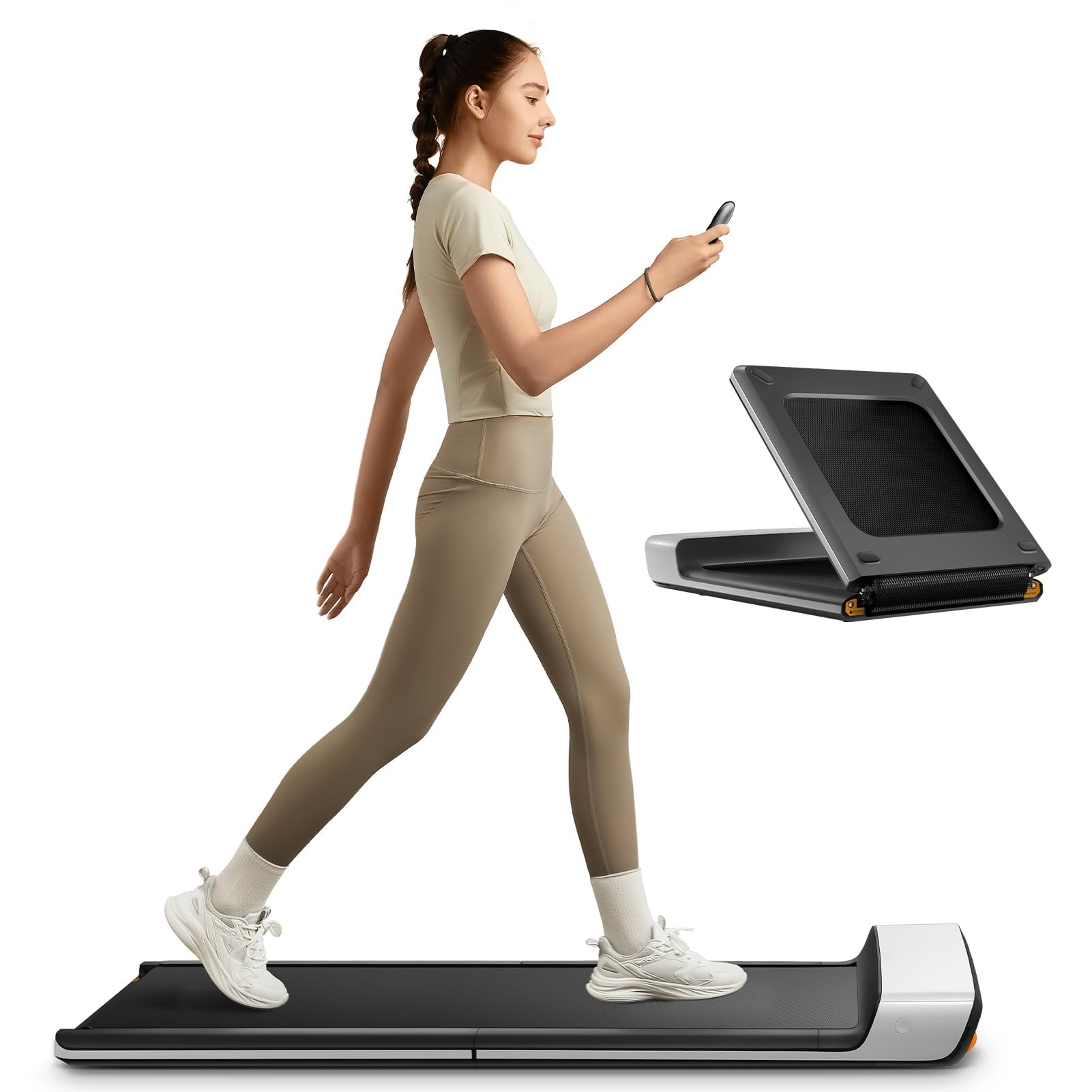 View 1 of WalkingPad Folding Treadmill, Ultra Slim Foldable Treadmill Smart Fold Walking Pad Portable Safety Non Holder Gym and Running Device P1 Grey 0.5-3.75MPH