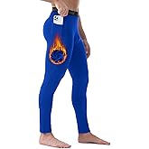 Runhit Men's Thermal Compression Pants with Pockets Base Layer for Cold Weather Wintergear Sports Running Leggings Tights