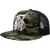 ADJUEMB Classic Snapback Hats Skull Embroidery Adjustable Flat Bill Hat Unisex Baseball Caps