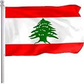 FLGCLUB Lebanon Flag 3x5 Ft Outdoor, Vibrant Color Fade Resistant Lebanon Flags Polyster Double Stitched, Lebanese National Flag Canvas Header and Brass Grommets