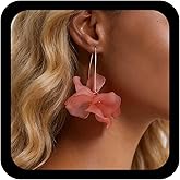 Jugielu Vintage Flower Petal Dangle Earrings Pink Floral Drop Earrings Acrylic Flower Earrings Floral Petal Earrings Bridal Floral Earrings Jewelry for Women
